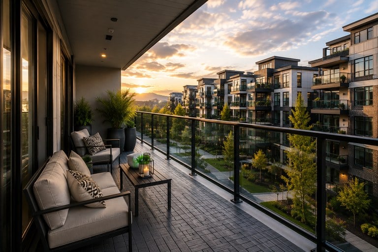 Condominium balcony and building exterior